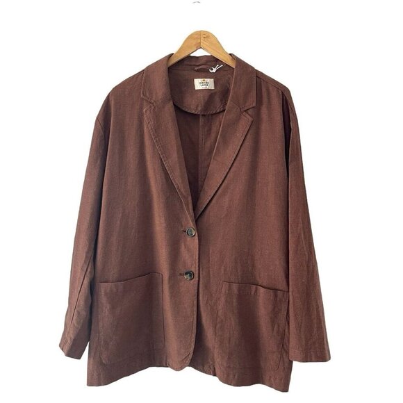 Marine Layer Flora Hemp Tencel Blazer Oversize Brown Women's Size XL NWOT - Picture 4 of 16